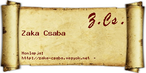 Zaka Csaba névjegykártya